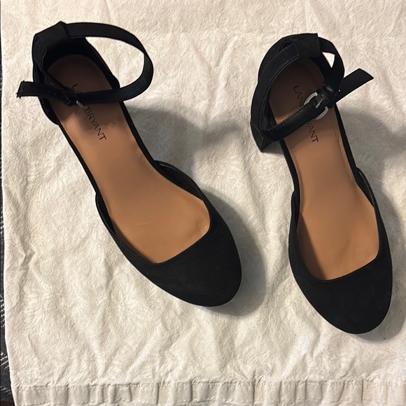 Lane Bryant Black Suede Women's Platform Heels with Ankle Strap - Picture 1 of 4